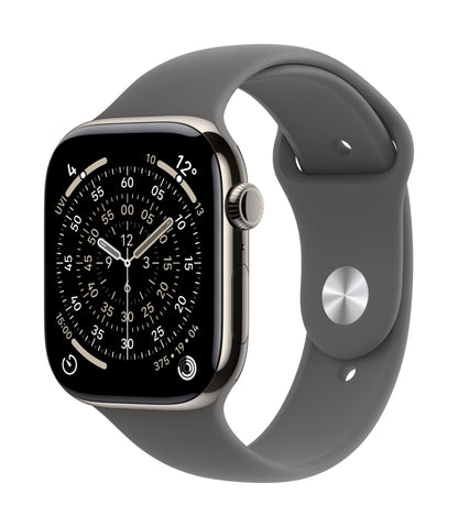 Apple Watch Series 11 GPS + Cellular 46mm Natürliches Titan Case mit Steingrau Sportarmband - S/M
