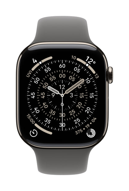 Apple Watch Series 11 GPS + Cellular 46mm Natürliches Titan Case mit Steingrau Sportarmband - S/M
