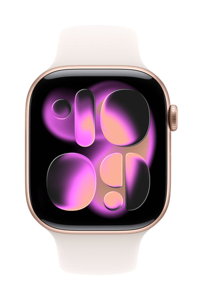 Apple Watch Series 11 GPS + Cellular 46mm Roségold Aluminium Case mit Hellrosa Sportarmband - S/M