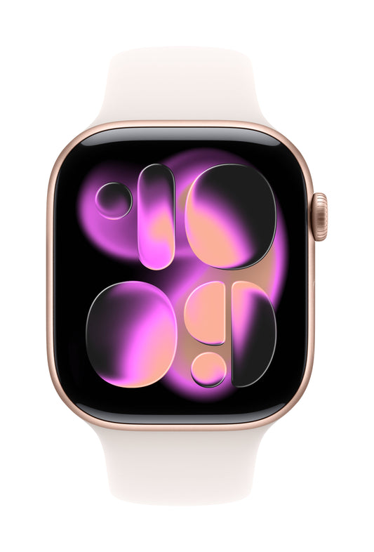 Apple Watch Series 11 GPS + Cellular 46mm Roségold Aluminium Case mit Hellrosa Sportarmband - S/M