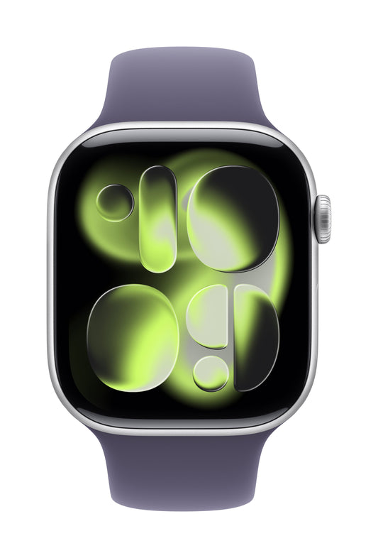 Apple Watch Series 11 GPS + Cellular 46mm Silber Aluminium Case mit Purpurne Nebel Sportarmband - S/M