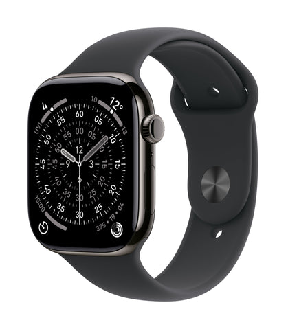 Apple Watch Series 11 GPS + Cellular 46mm Schiefer Titan Case mit Schwarzem Sportarmband - M/L