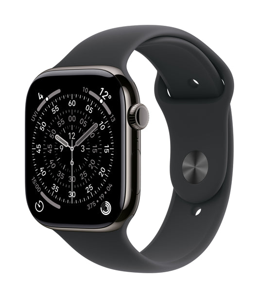 Apple Watch Series 11 GPS + Cellular 46mm Schiefer Titan Case mit Schwarzem Sportarmband - M/L