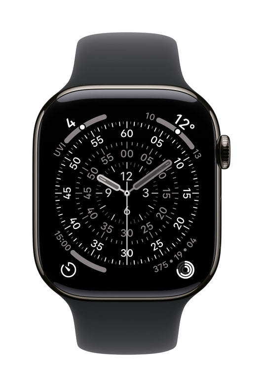 Apple Watch Series 11 GPS + Cellular 46mm Schiefer Titan Case mit Schwarzem Sportarmband - M/L
