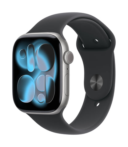 Apple Watch Series 11 GPS 42mm Space Grey Aluminium Case mit Schwarzem Sportarmband - S/M