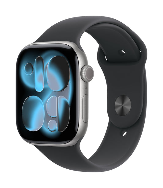 Apple Watch Series 11 GPS 46mm Space Grey Aluminium Case mit Schwarzem Sportarmband - S/M