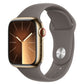 Apple Watch Series 9 GPS + Cellular, Edelstahl gold, 41mm mit Sportarmband, tonbraun - S/M