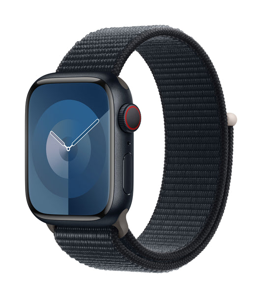 Apple Watch Series 9 GPS + Cellular, Aluminium mitternacht, 41mm mit Sport Loop, mitternacht