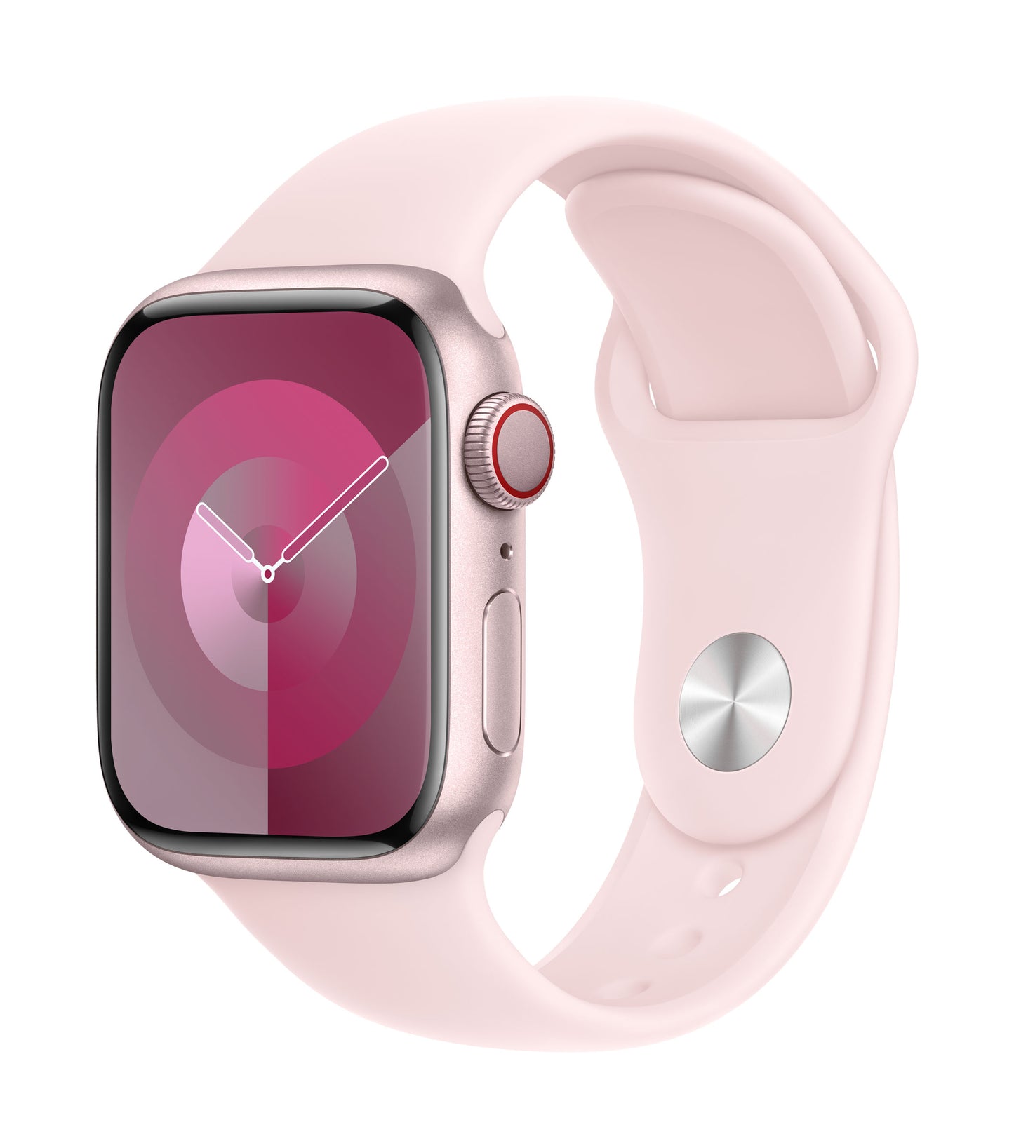 Apple Watch Series 9 GPS + Cellular, Aluminium rosé, 41mm mit Sportarmband, hellrosa - M/L