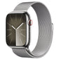 Apple Watch Series 9 GPS + Cellular, Edelstahl silber, 45mm mit Milanaise Armband, silber