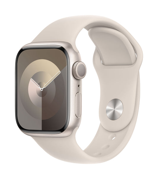 Apple Watch Series 9 GPS, Aluminium polarstern, 41mm mit Sportarmband, polarstern - M/L