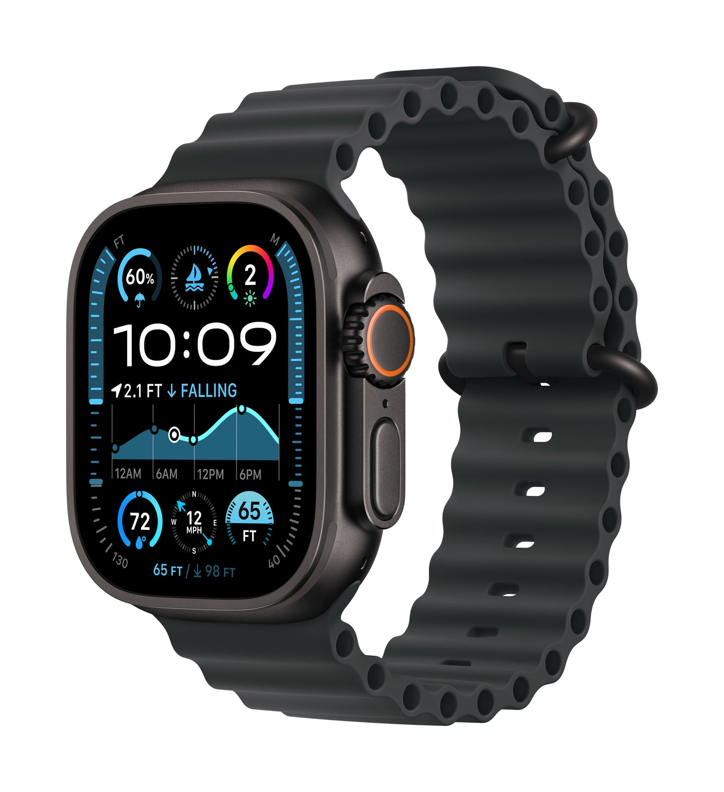 Apple Watch Ultra 2 GPS + Cellular 49mm Black Titanium Case with Black Ocean Band