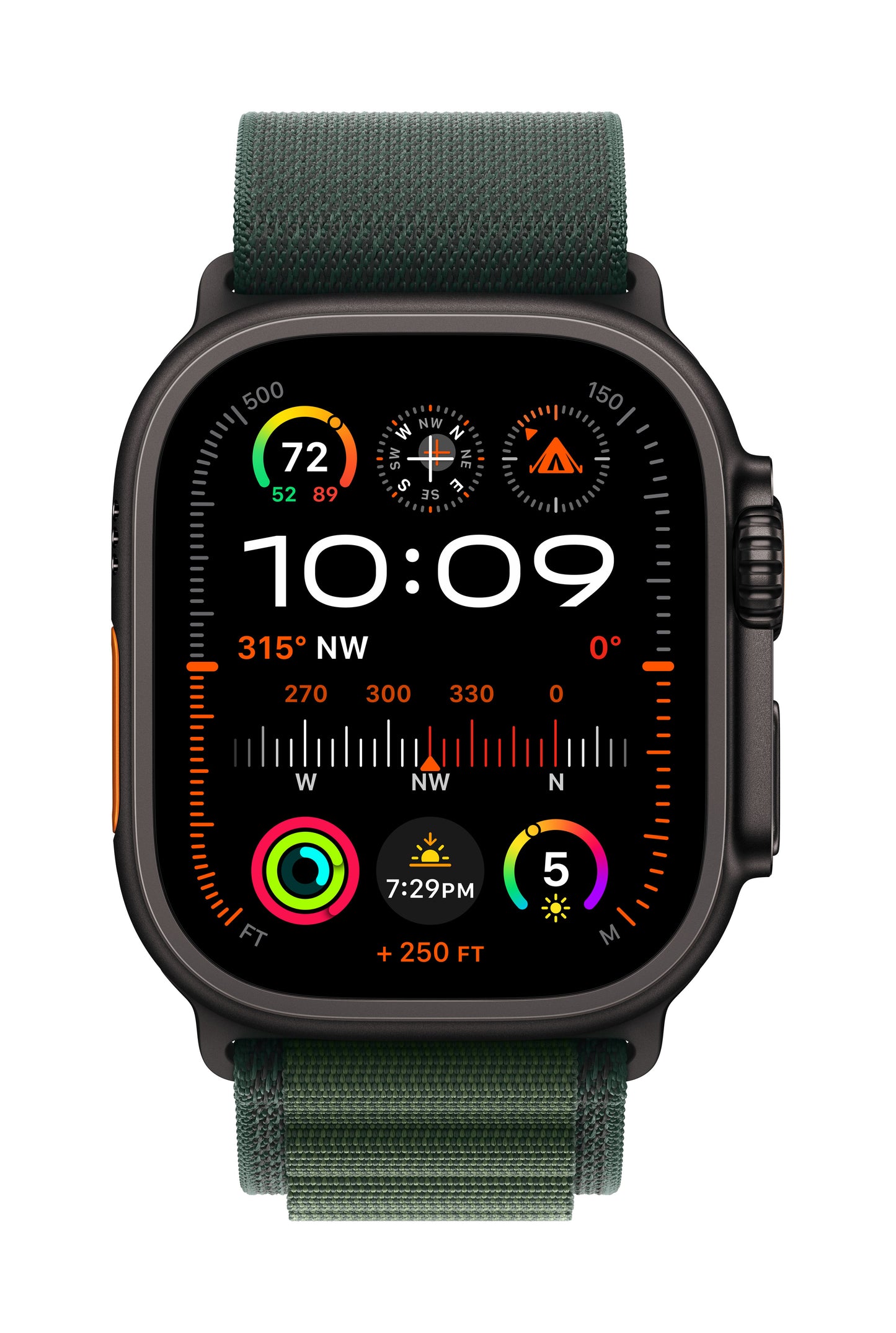 Apple Watch Ultra 2 GPS + Cellular 49mm Black Titanium Case with Dark Green Alpine Loop - Medium