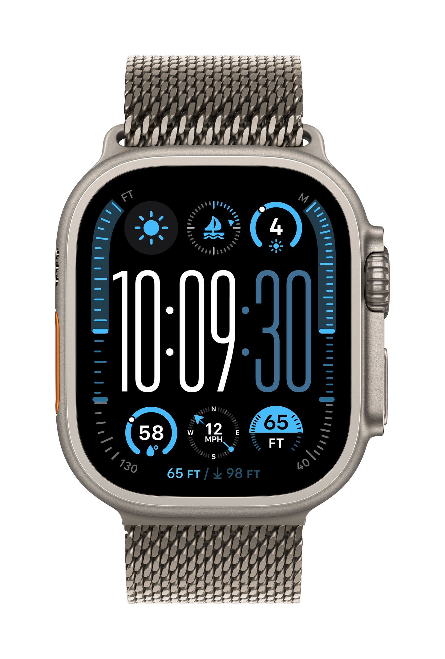 Apple Watch Ultra 2 GPS + Cellular 49mm Natural Titanium Case with Natural Titanium Milanese Loop - L