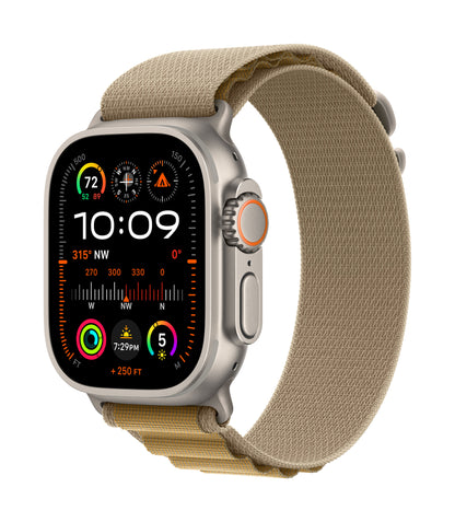 Apple Watch Ultra 2 GPS + Cellular 49mm Natural Titanium Case with Tan Alpine Loop - Large
