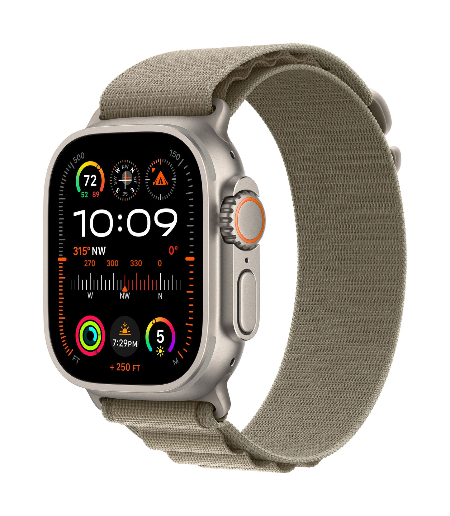 Apple Watch Ultra 2 GPS + Cellular, Titan, 49mm Alpinarmband, large, oliv