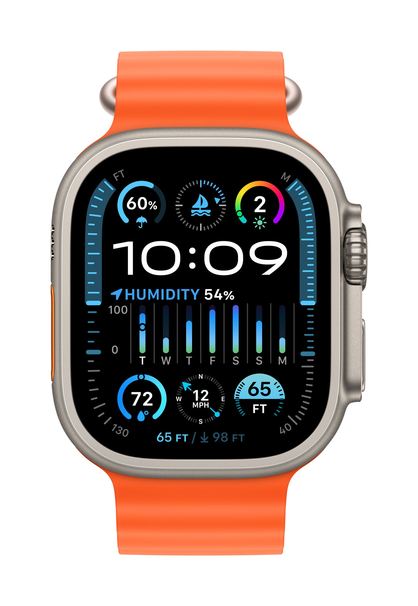 Apple Watch Ultra 2 GPS + Cellular, Titan, 49mm Ocean Armband, orange