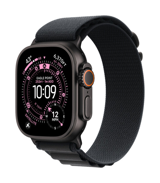 Apple Watch Ultra 3 GPS + Cellular 49mm Schwarzes Titan Case mit Schwarzem Alpine Loop - Small