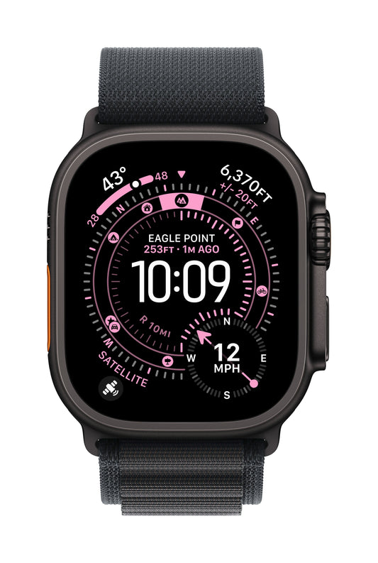 Apple Watch Ultra 3 GPS + Cellular 49mm Schwarzes Titan Case mit Schwarzem Alpine Loop - Small