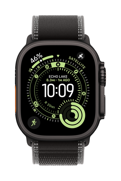 Apple Watch Ultra 3 GPS + Cellular 49mm Schwarzes Titan Case mit Schwarz/Kohle Trail Loop - M/L