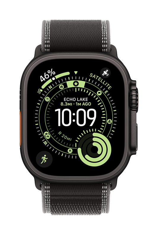 Apple Watch Ultra 3 GPS + Cellular 49mm Schwarzes Titan Case mit Schwarz/Kohle Trail Loop - S/M