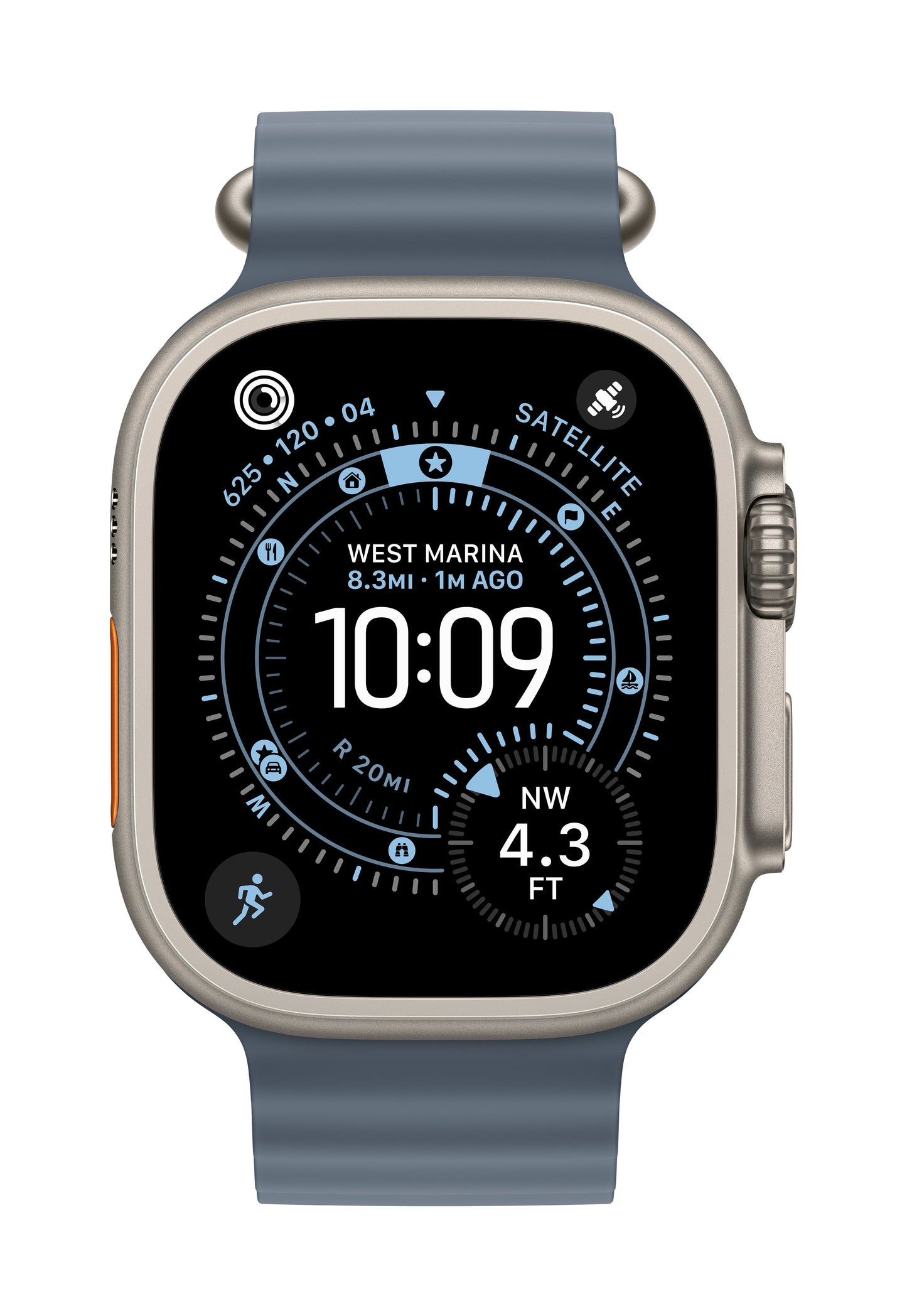 Apple Watch Ultra 3 GPS + Cellular 49mm Natürliches Titan Case mit Ankerblau Ocean Band