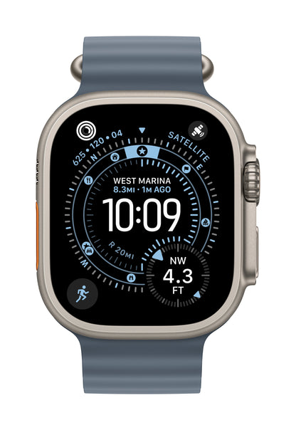 Apple Watch Ultra 3 GPS + Cellular 49mm Natürliches Titan Case mit Ankerblau Ocean Band
