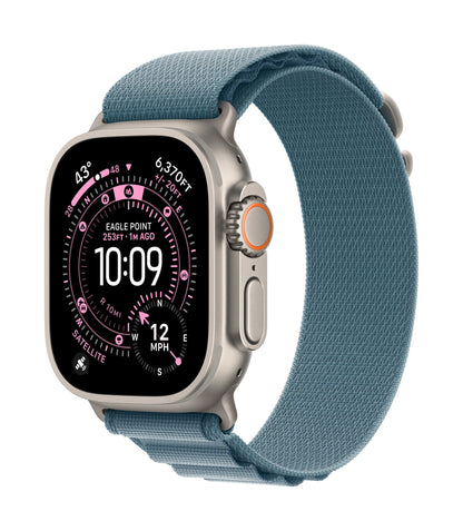 Apple Watch Ultra 3 GPS + Cellular 49mm Natürliches Titan Case mit Hellblau Alpine Loop - Small