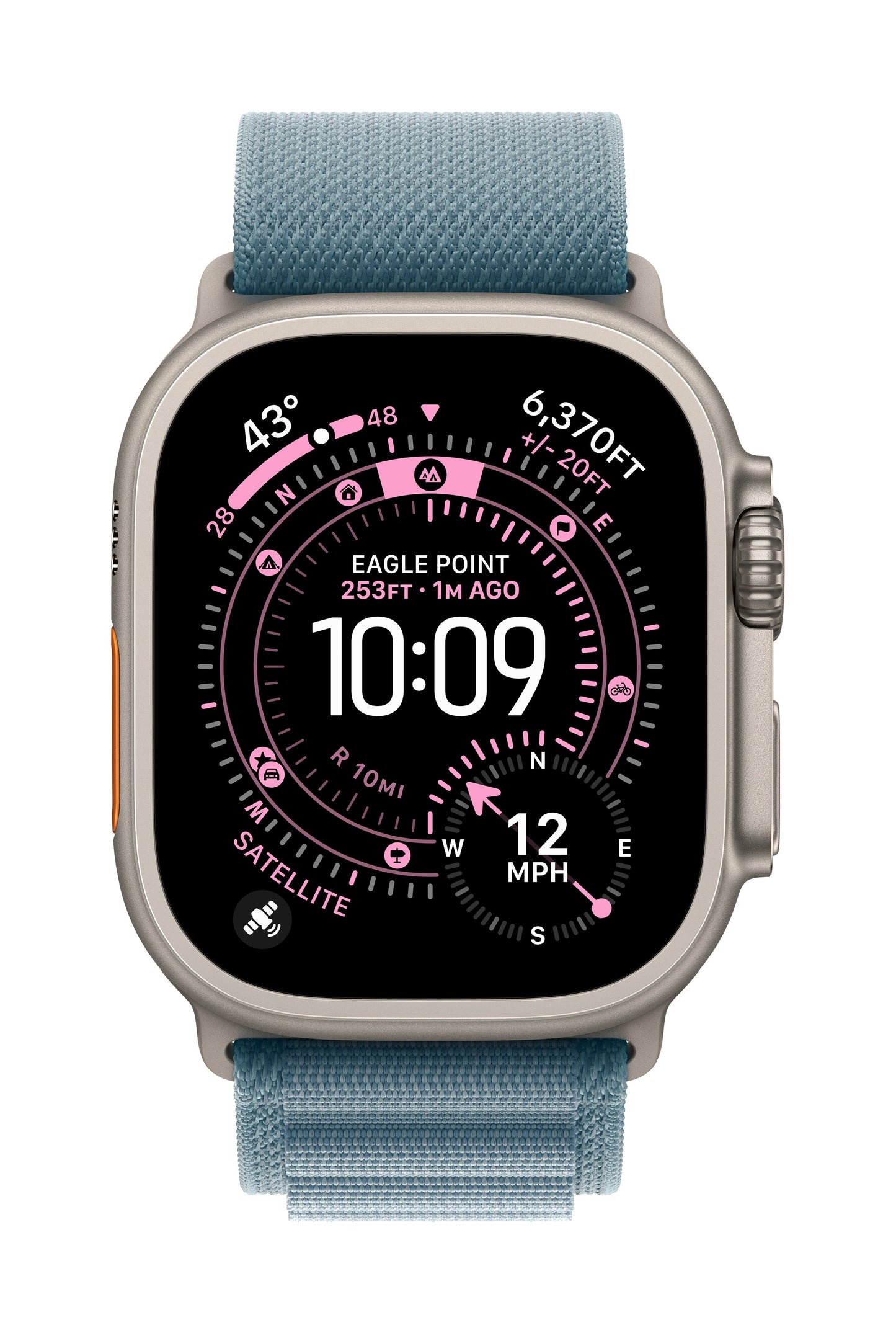 Apple Watch Ultra 3 GPS + Cellular 49mm Natürliches Titan Case mit Hellblau Alpine Loop - Small