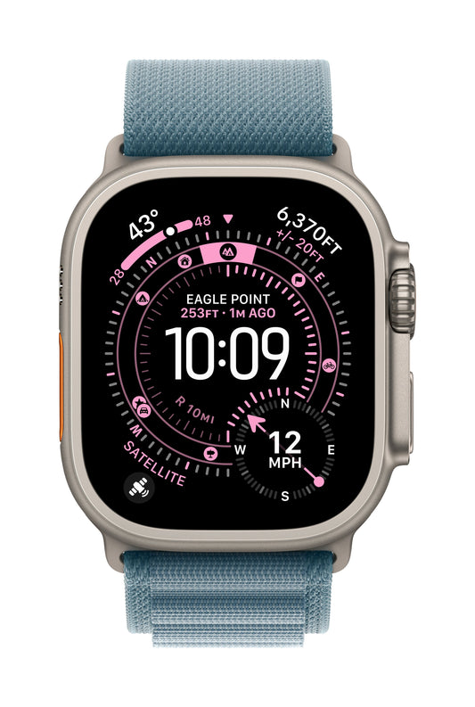 Apple Watch Ultra 3 GPS + Cellular 49mm Natürliches Titan Case mit Hellblau Alpine Loop - Small