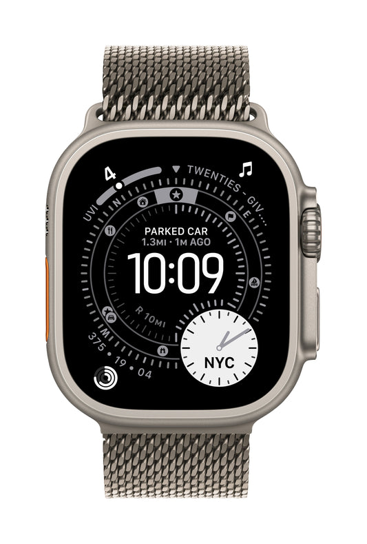 Apple Watch Ultra 3 GPS + Cellular 49mm Natürliches Titan Case mit Natürlichem Titan Milanaise Loop - Medium