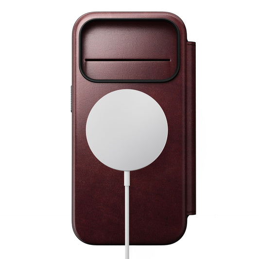 Nomad Modern Leather Folio iPhone 17 Pro Burgundy Horween