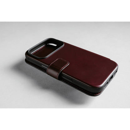 Nomad Modern Leather Folio iPhone 17 Pro Burgundy Horween
