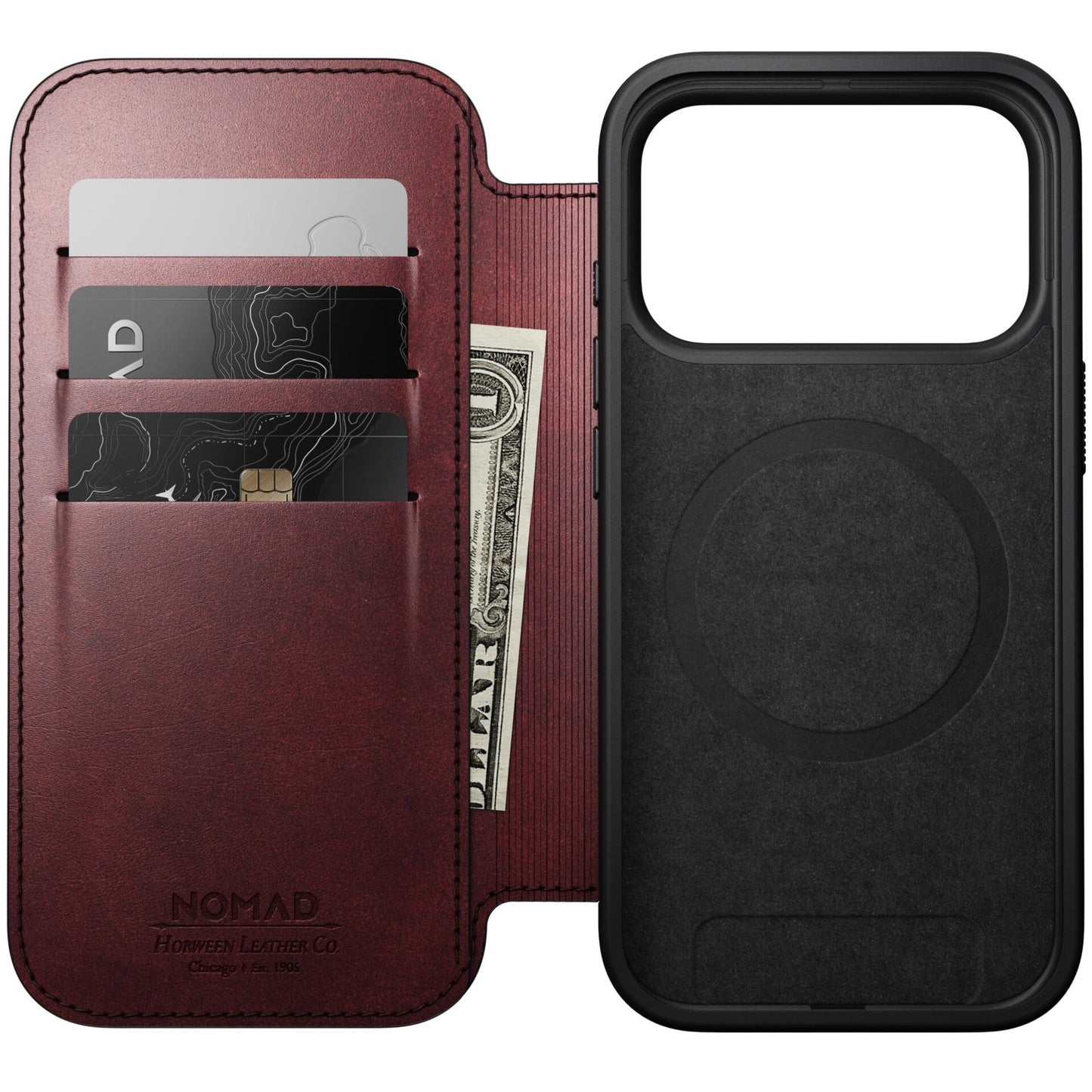 Nomad Modern Leather Folio iPhone 17 Pro Burgundy Horween