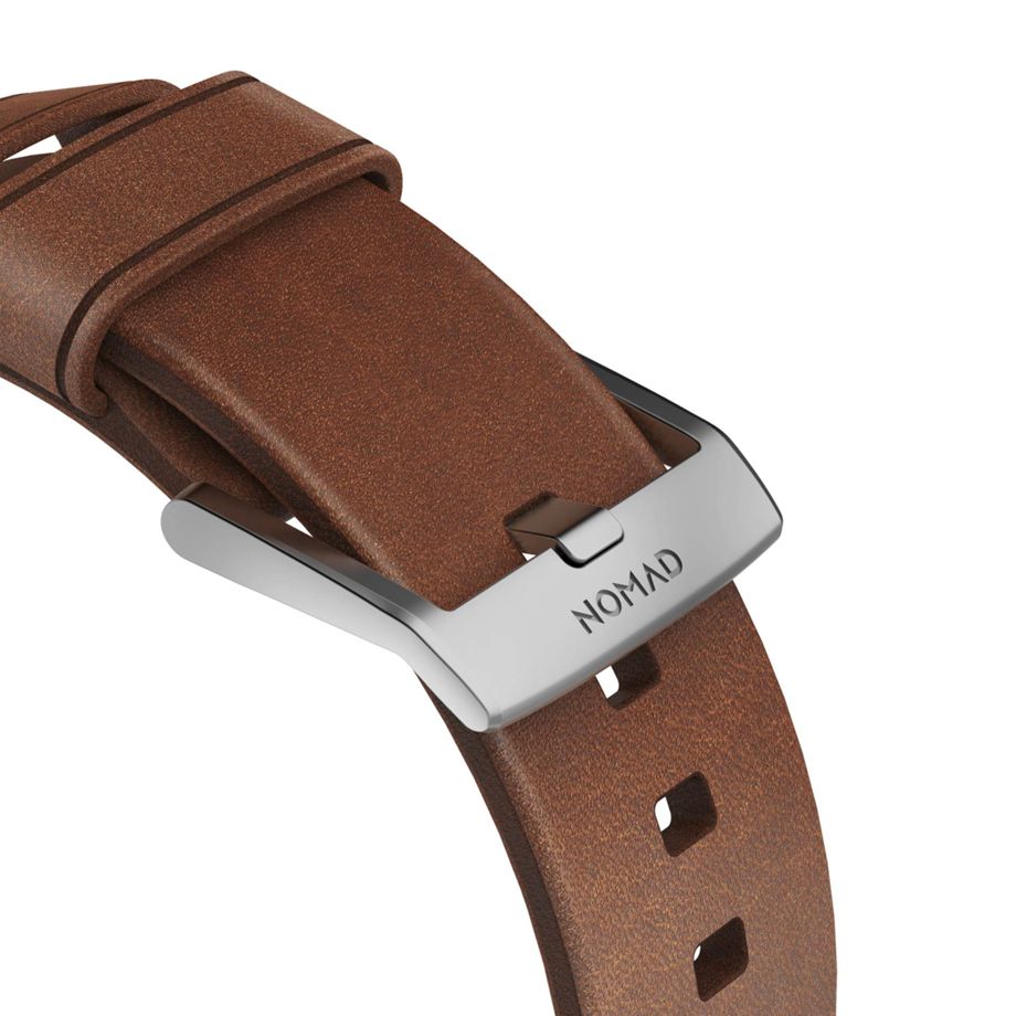 Nomad Strap Modern Leather Brown Connectors Silver 42/44/45/49mm