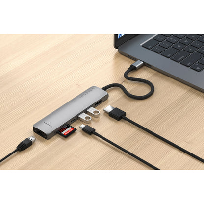 Satechi USB-C 7-in-1 Slim Multi Port Adapter Ethernet Space Grey