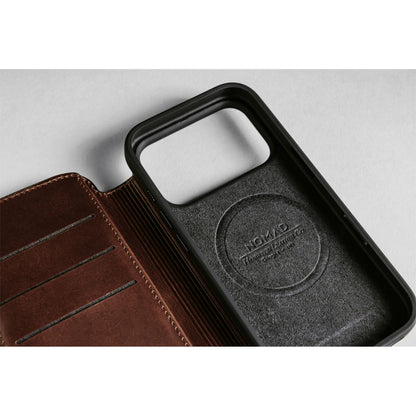 Nomad Modern Leather Folio iPhone 17 Pro Rustic Brown Horweed