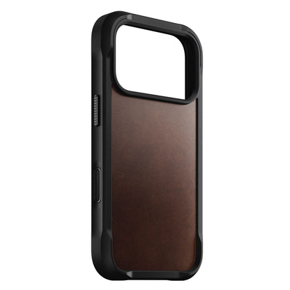 Nomad Rugged Leather Case iPhone 17 Pro Rustic Brown Horween