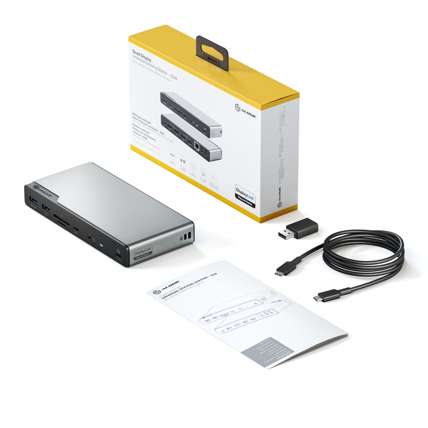 Alogic 14-in-1 USB-C PD DV4 Quad Display Docking Station Space Grey