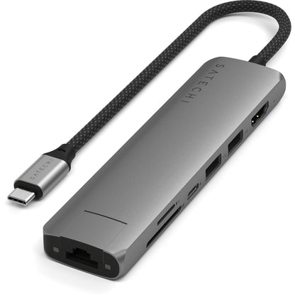 Satechi USB-C 7-in-1 Slim Multi Port Adapter Ethernet Space Grey