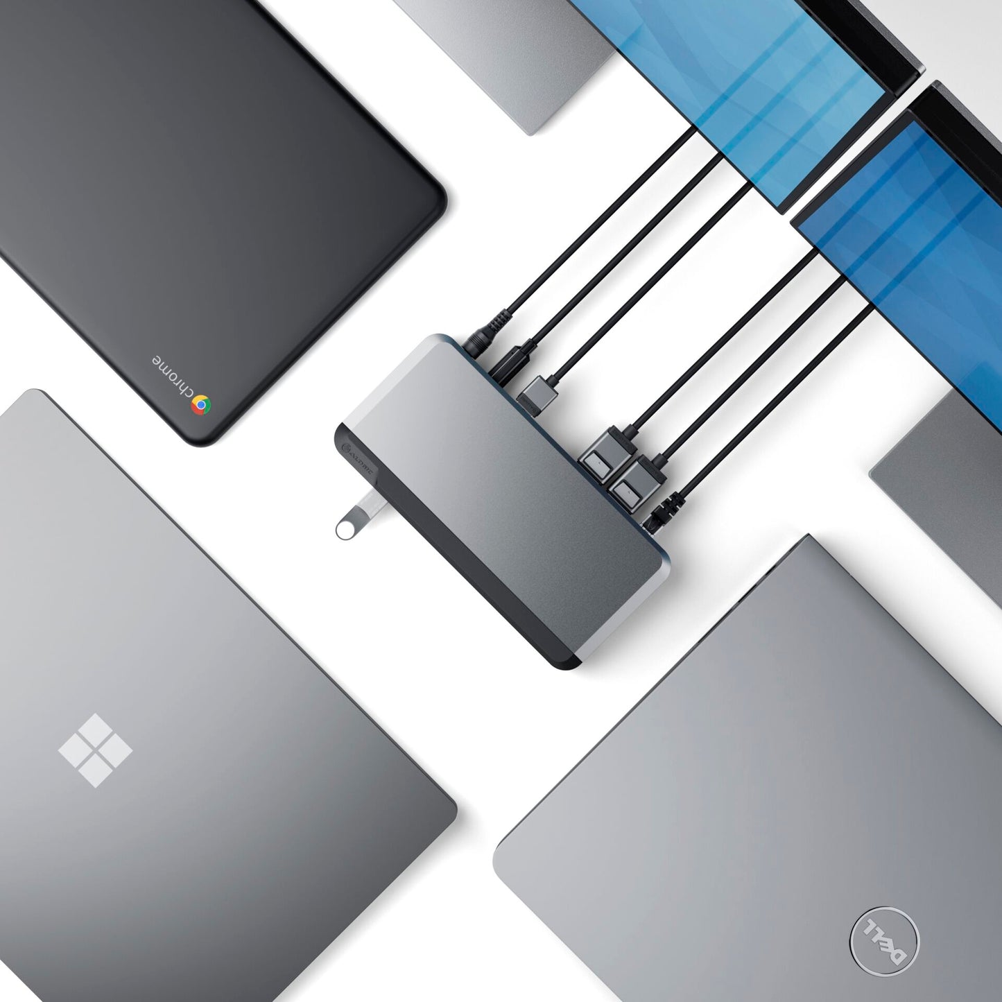 Alogic 100W USB-C DX2Pro Dual 4K Display Docking Station Space Grey