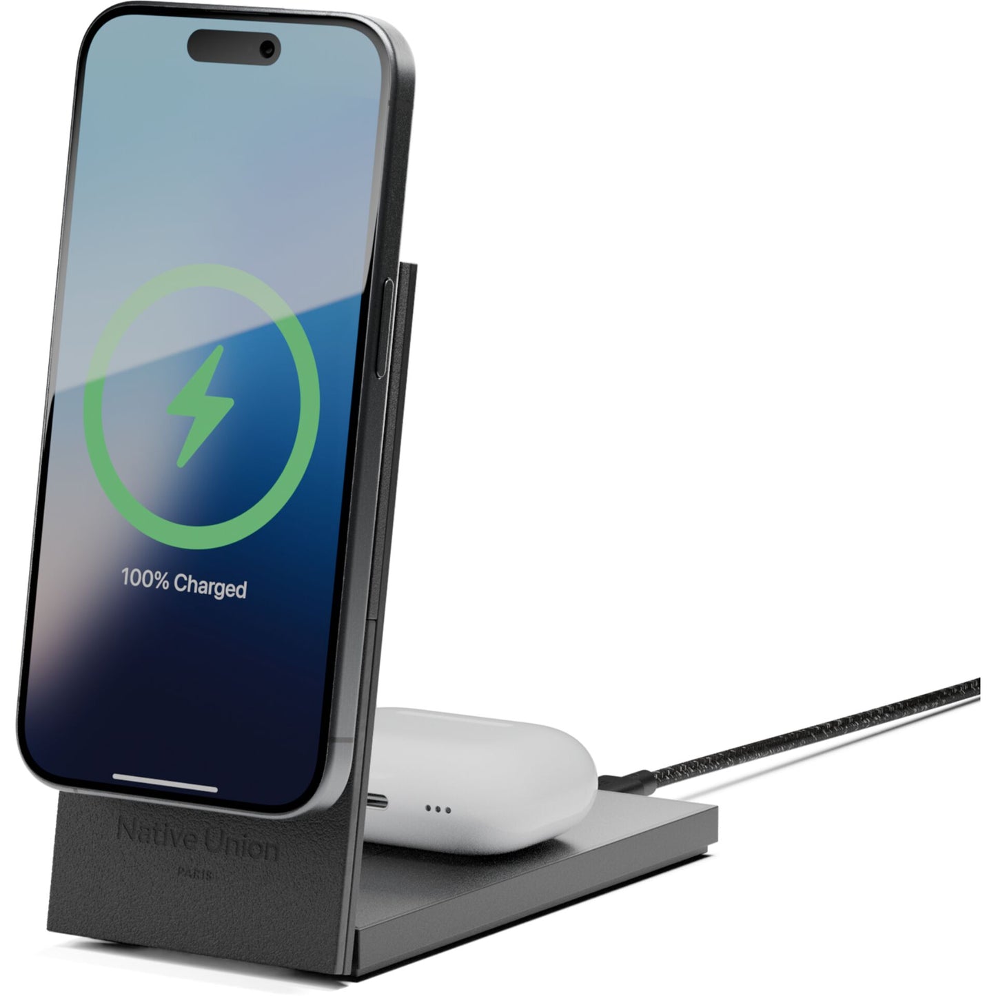 Native Union Rise 2-in-1 Qi2 Magnetic Wireless Charger Black