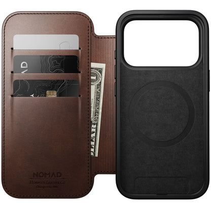 Nomad Modern Leather Folio iPhone 17 Pro Rustic Brown Horweed