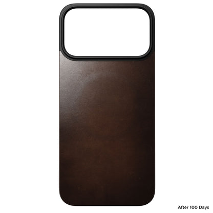Nomad Magnetic Leather Back MagSafe iPhone 17 Pro Max Rustic Brown Horween