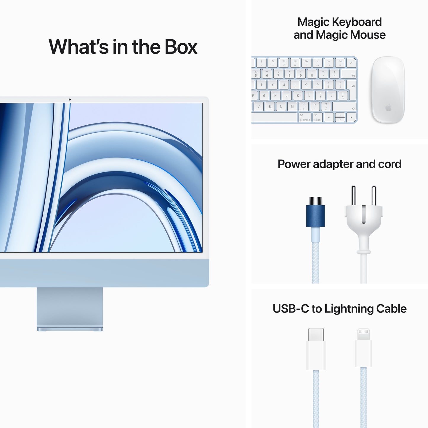 iMac 24" mit 4.5K Retina Display, M3 Chip 8-Core CPU und 10-Core GPU, 8GB, 512GB SSD, blau