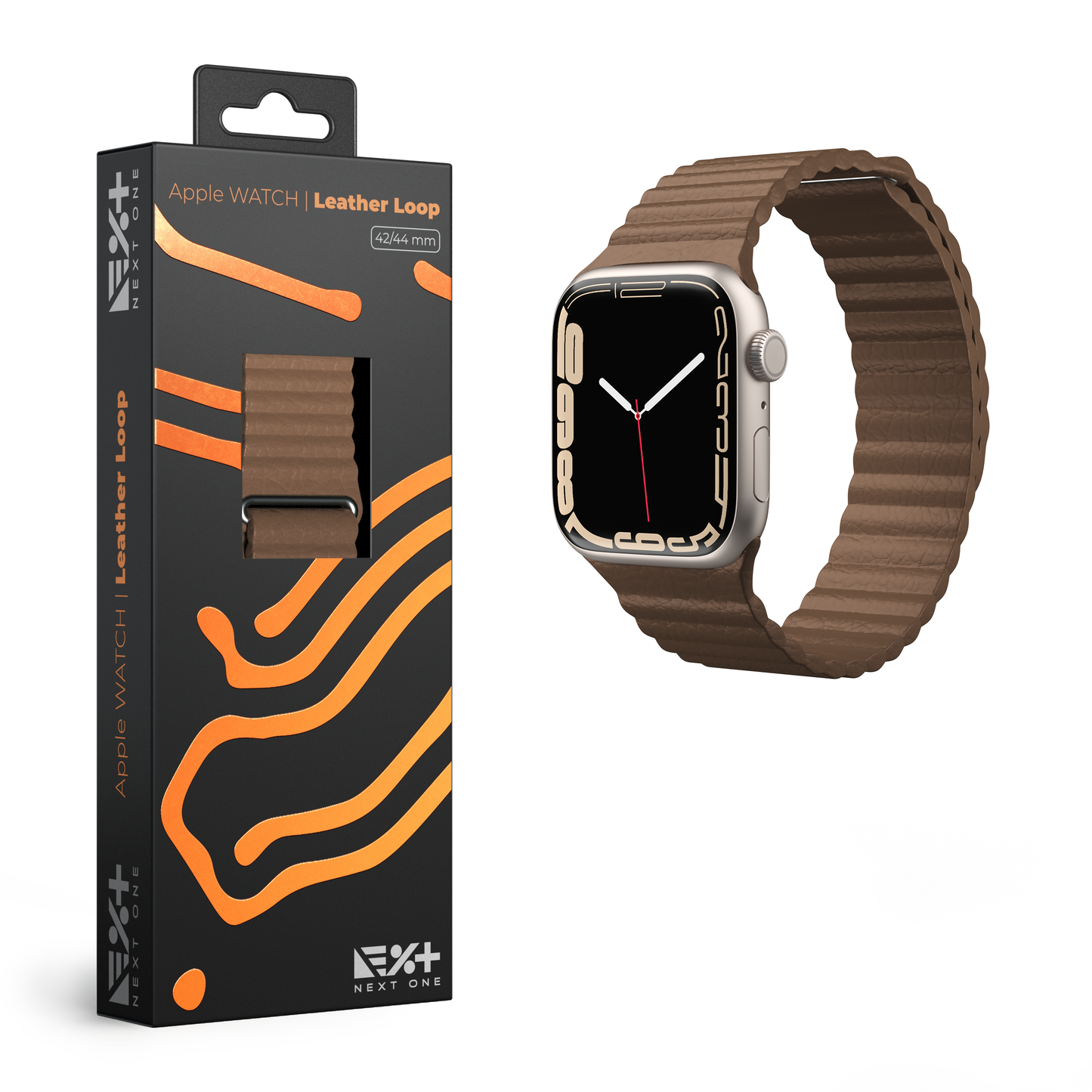 NEXT.ONE Magnetic leather loop for Apple Watch 1/2/3/4/5/6/7/8/Ultra 42/44/49mm brown