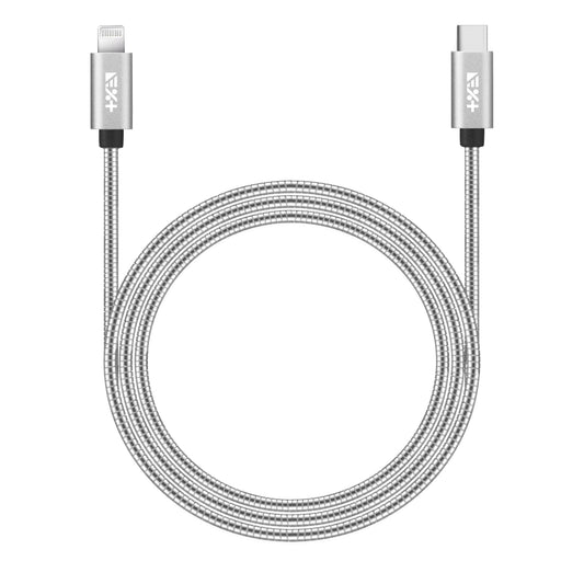 NEXT.ONE USB-C auf Lightning Kabel aus Metall Apple Zertifiziert 1,2m - Silber