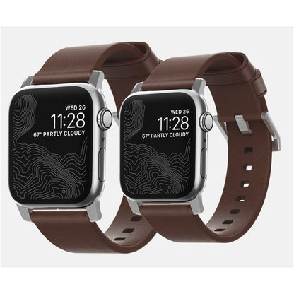 Nomad Strap Modern Leather Brown Connector Silver 38/40/41 mm