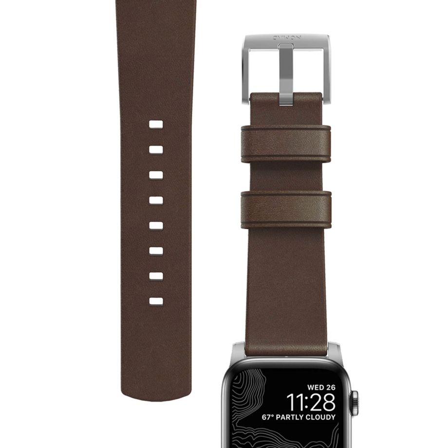 Nomad Strap Modern Leather Brown Connector Silver 38/40/41 mm