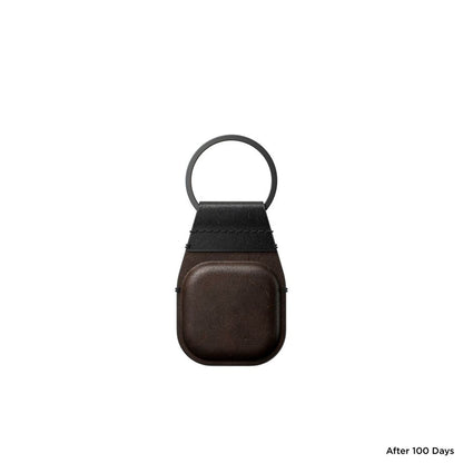 Nomad Airtag Leather Keychain Rustic Brown